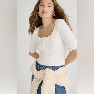 J Crew Ribbed Henley Tee